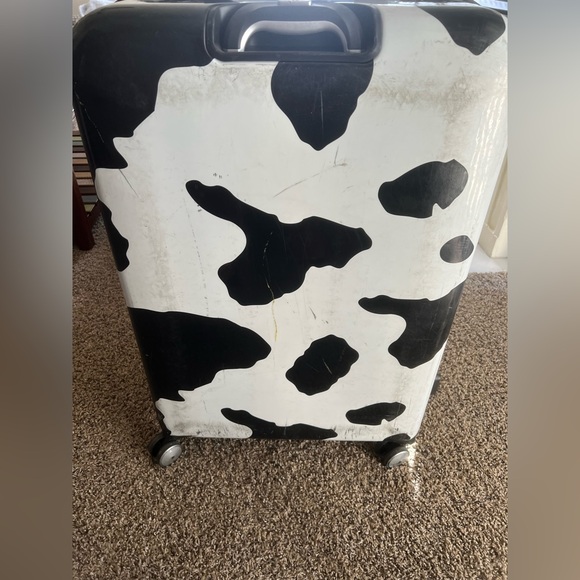 Handbags - RARE 32” cow Print Rolling Suitcase
